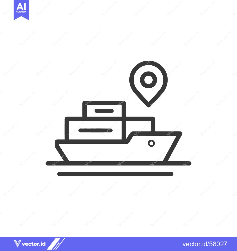 Premium Vector dari Cruise Ship Location Icon: Minimalist Black and White Vector Illustrat