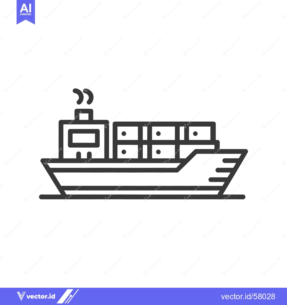 Premium Vector dari Minimalist Cargo Ship Icon with Smoke Stacks and Containers