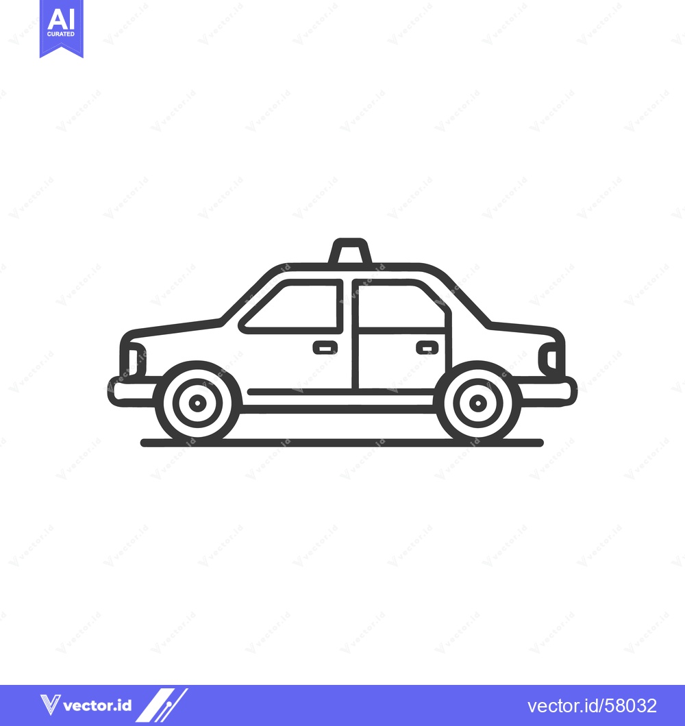 Premium Vector of Minimalist Taxi Icon: Clean Line Art Illustration on White Background