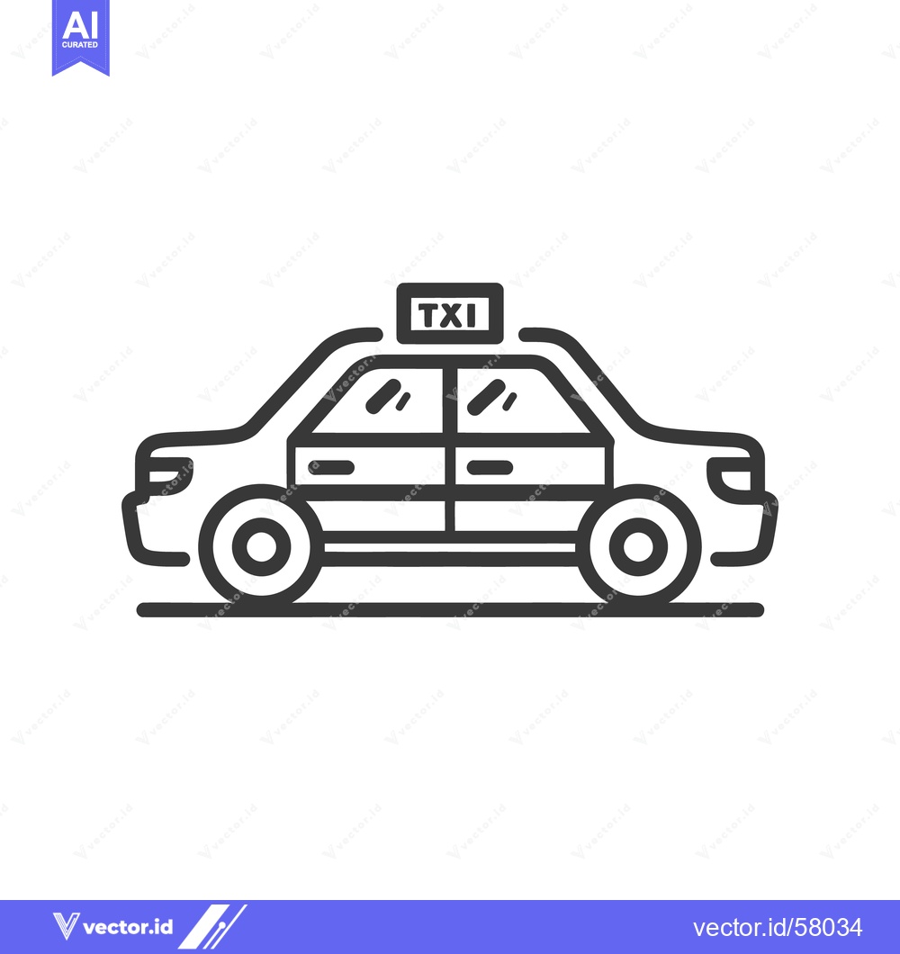Premium Vector of Minimalist Taxi Icon: Clean Line Art Illustration on White Background