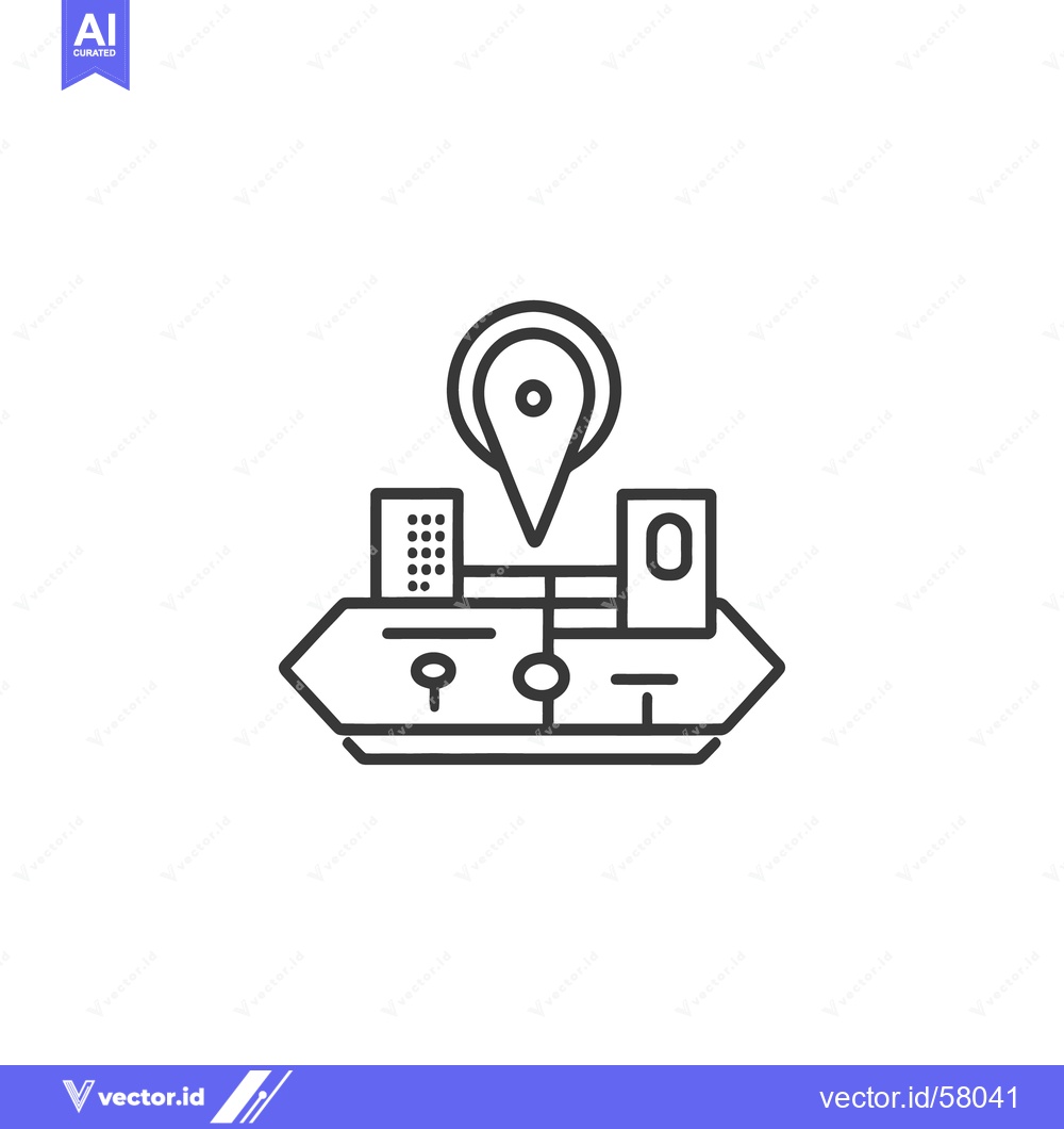 Premium Vector dari An illustrated map with buildings and location marker graphic