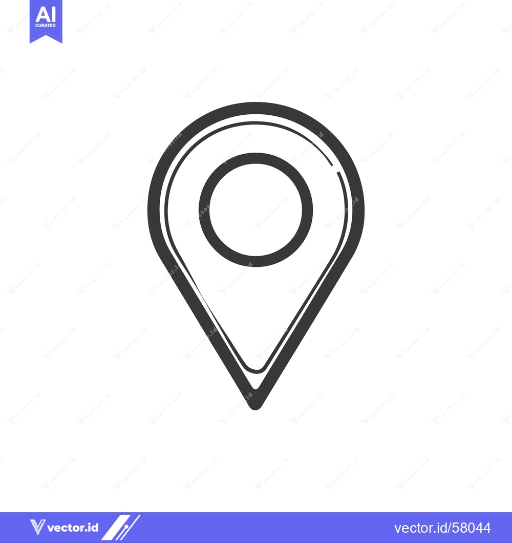 Premium Vector dari Sleek Black and White Location Pin Icon with Double Outline Design
