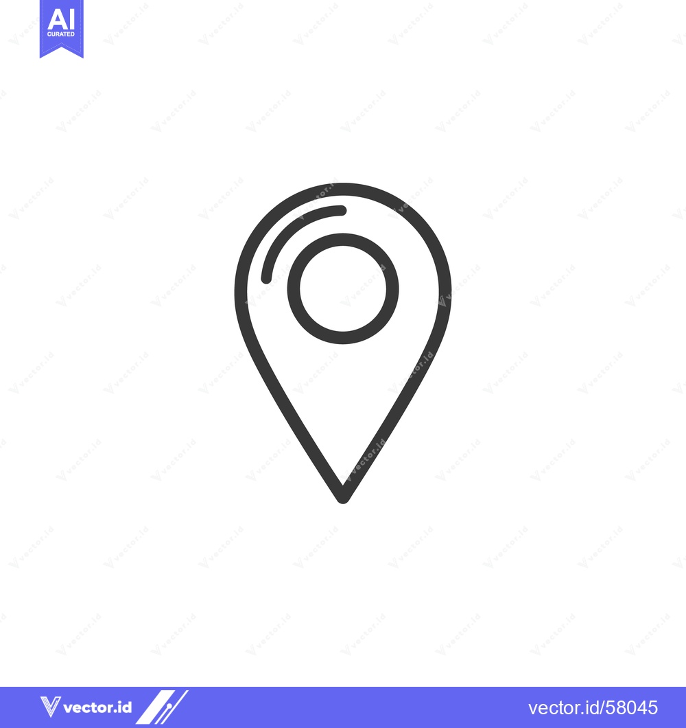 Premium Vector of Minimalist Location Pin Icon with Circular Accent, Outline Style