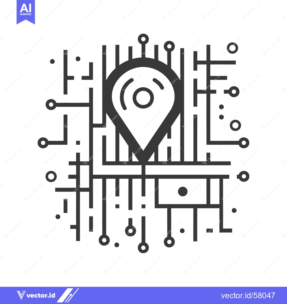 Premium Vector dari Location Pin Icon Inside Circuit Board