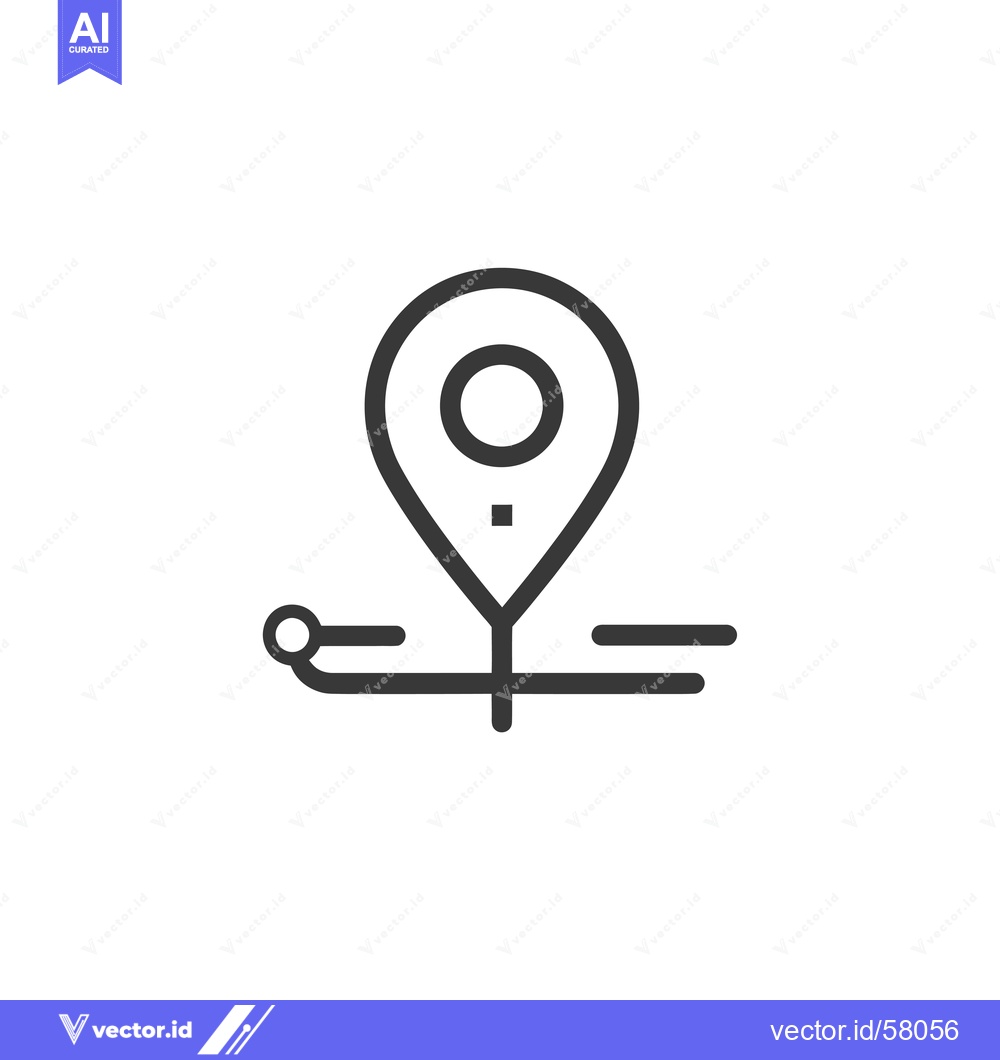 Premium Vector dari Location Pin with Curved Lines and a Dot