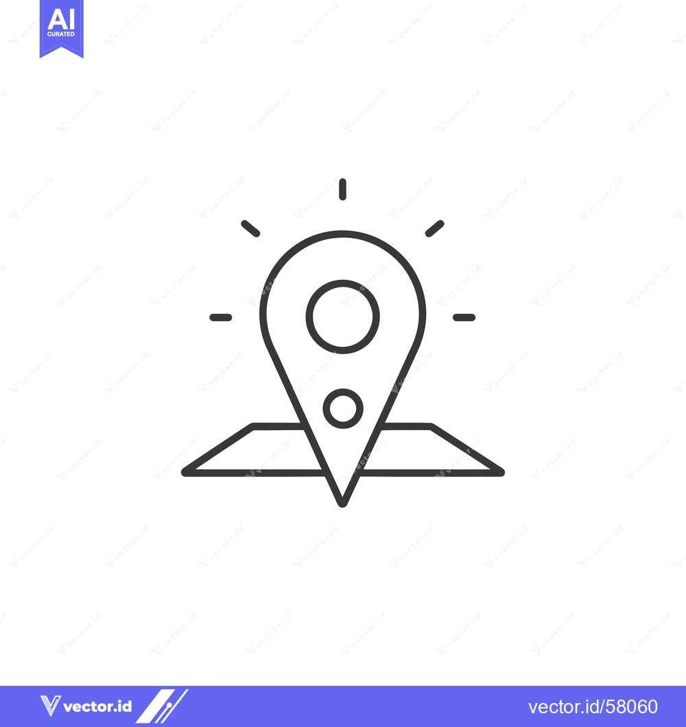 Premium Vector dari Location Pin with Sunburst and Flat Surface