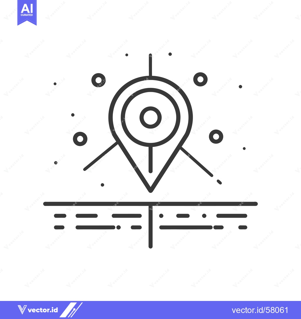 Premium Vector of Location Pin with Surrounding Circles on a Horizontal Line