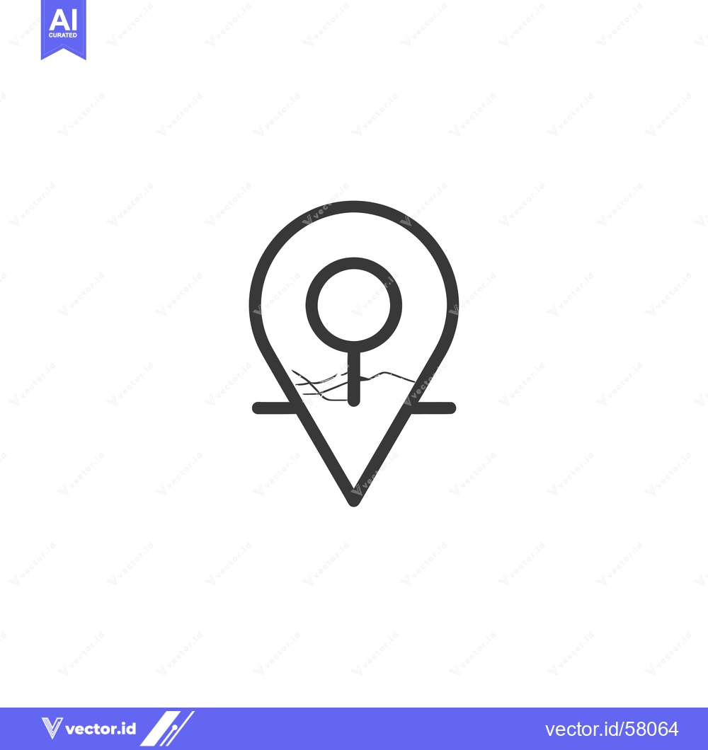 Premium Vector of Location Pin with Wave Illustration