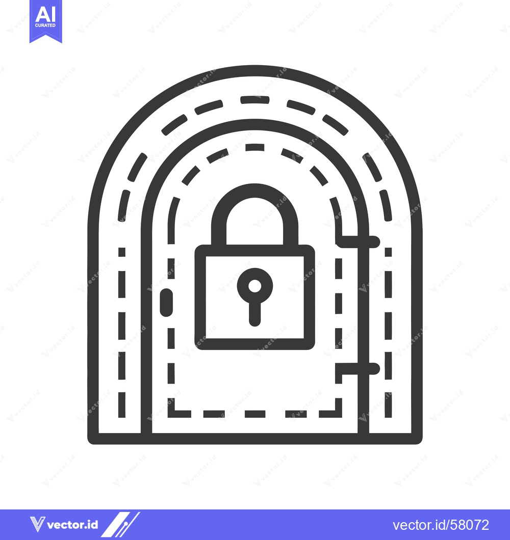 Premium Vector dari Locked Door with a Padlock and Curved Lines