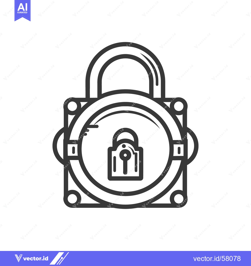 Premium Vector of A black and white illustration depicting a closed padlock icon
