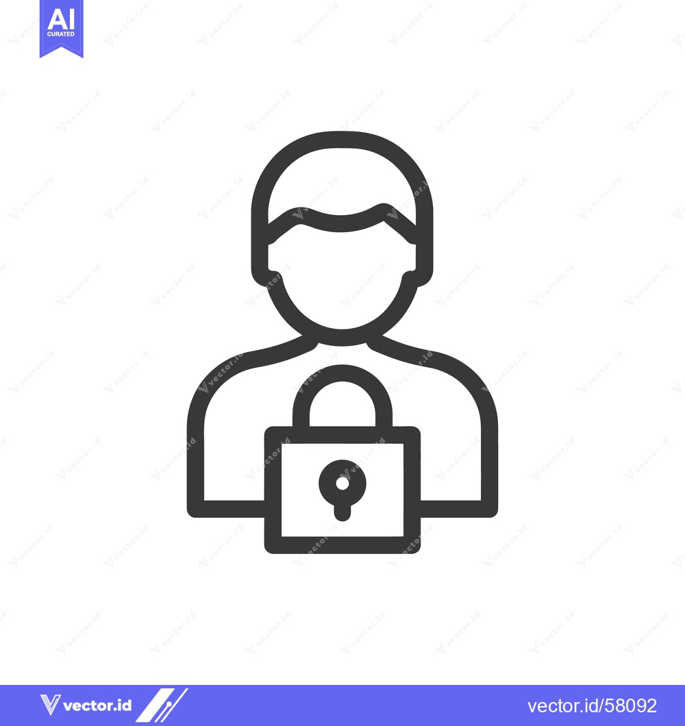 Premium Vector dari User Security Icon: Person with Padlock, Data Protection Concept