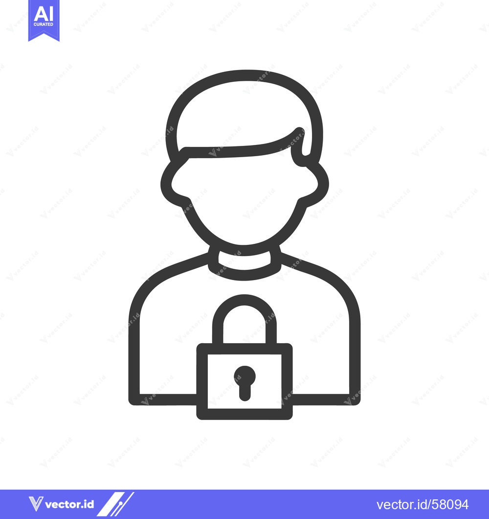 Premium Vector dari Secure Identity: Minimalist Icon of Person with Padlock Protection