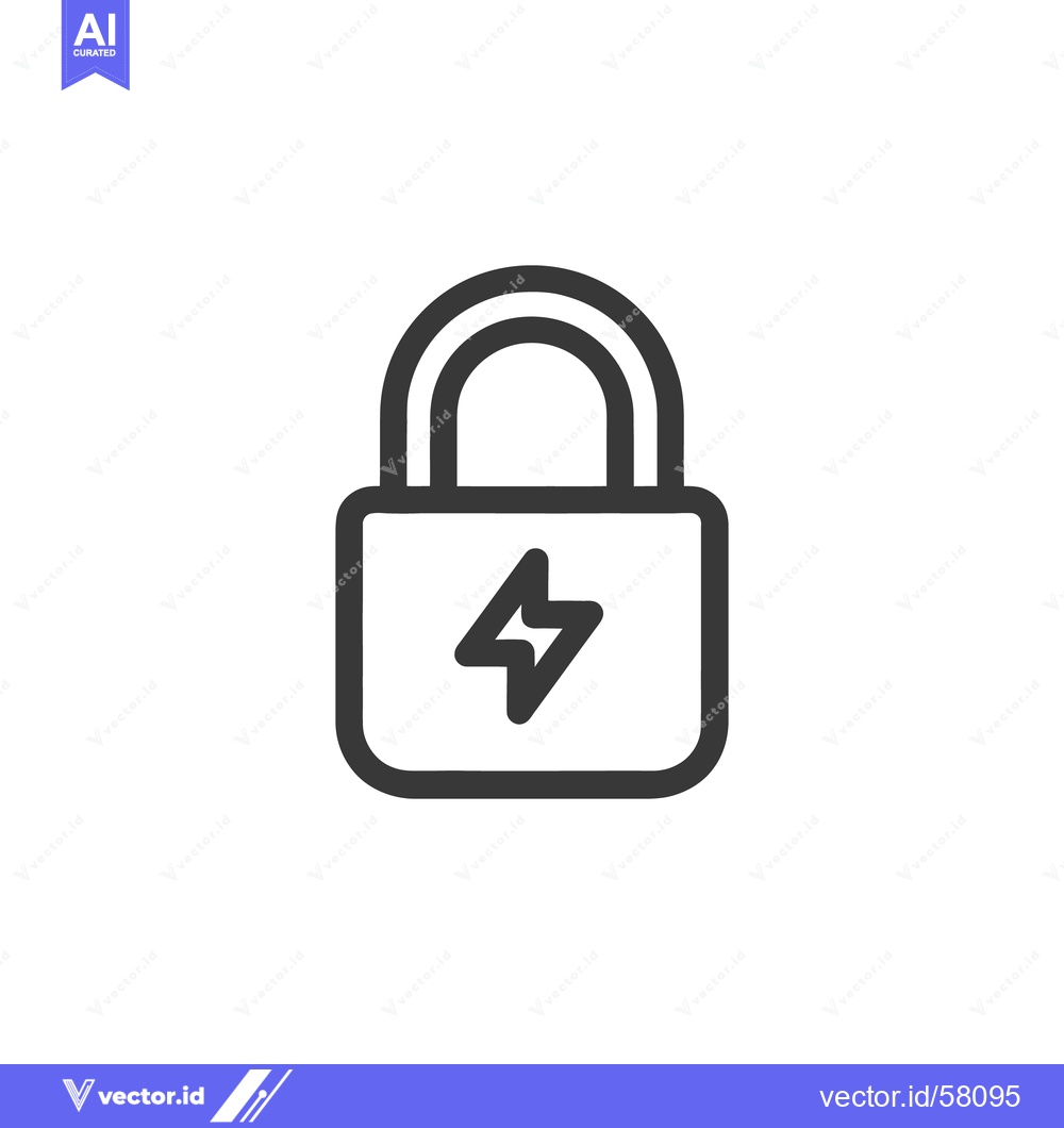 Premium Vector dari Secure Energy: Padlock Icon with Lightning Bolt, Modern Design