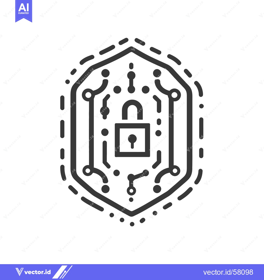 Premium Vector of Lock Secured Within Circuit Board Icon