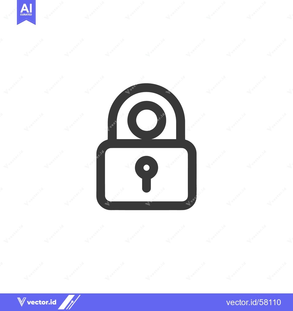 Premium Vector dari Simple Dark Gray Padlock Icon on White Background, Security Symbol