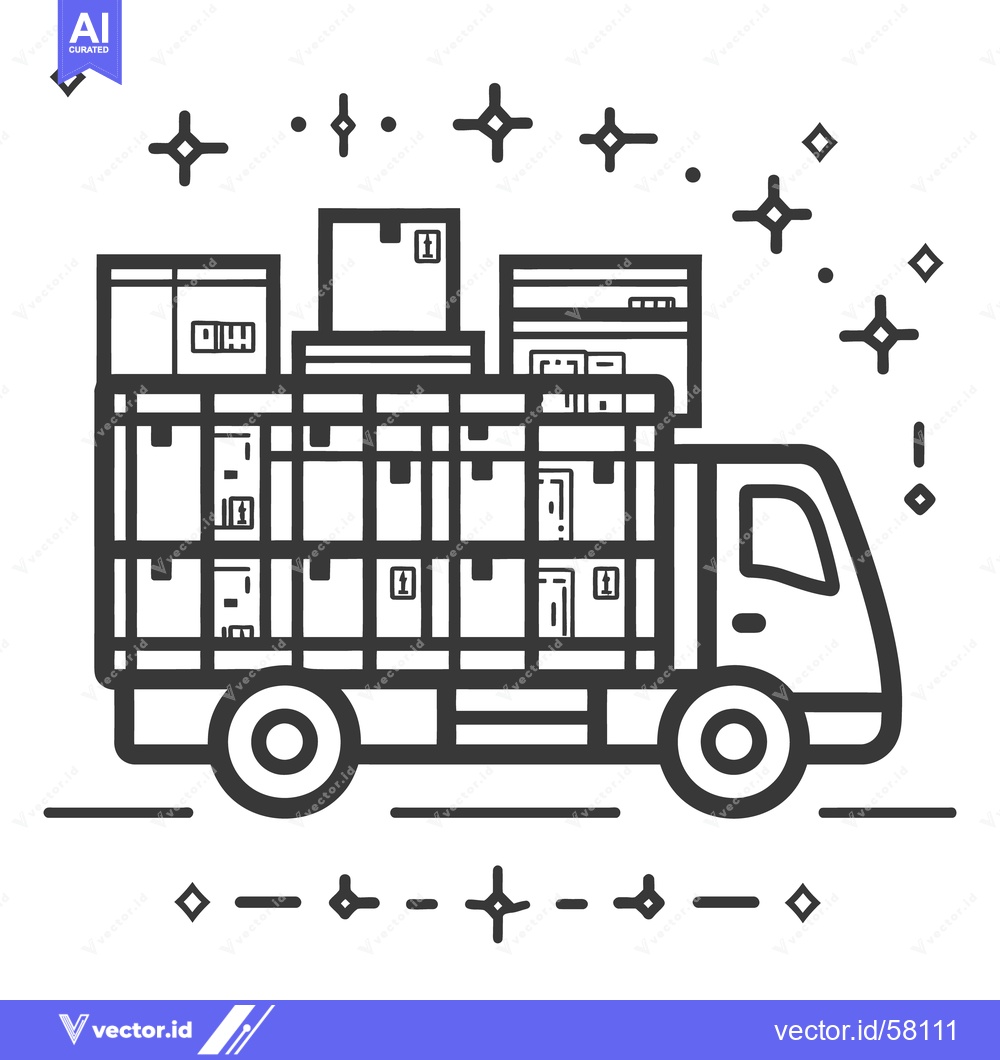 Premium Vector of A delivery truck is transporting many packaged boxes for shipment