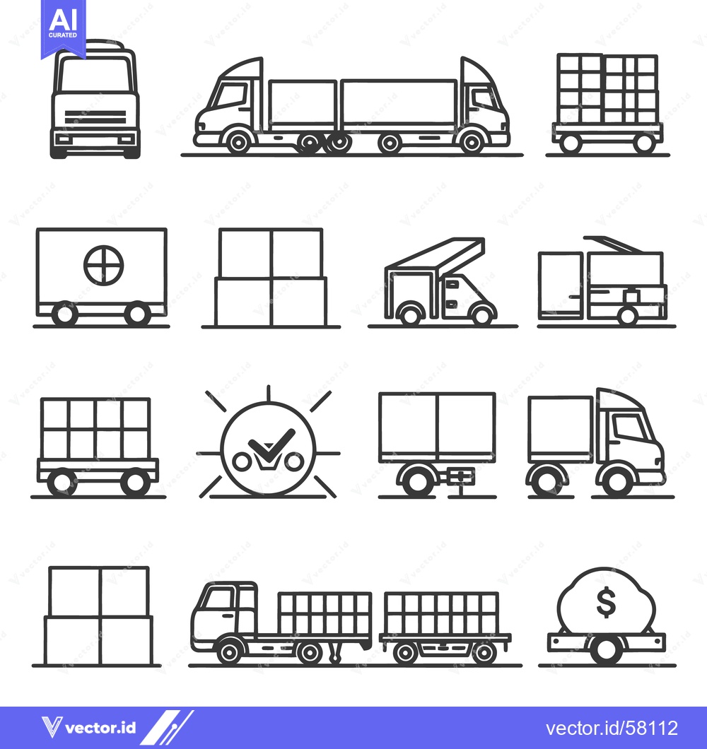 Premium Vector dari Various line art illustrations depict trucking and logistics concepts