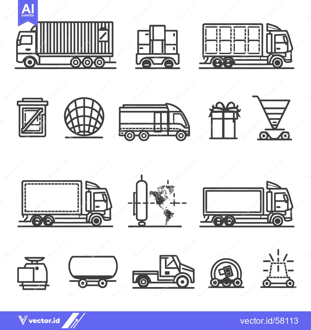Premium Vector of A collection of various delivery vehicles and related objects