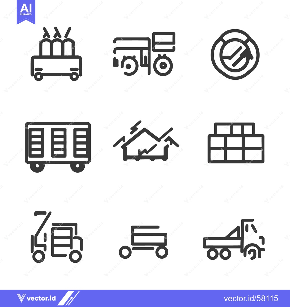 Premium Vector dari Collection of various line art icons depicting different transportatio