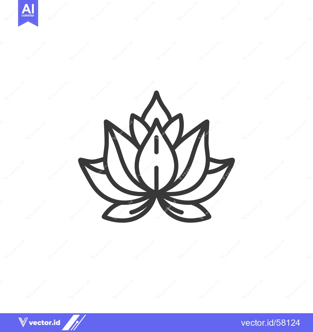 Premium Vector dari A simple outline drawing of a beautiful lotus flower