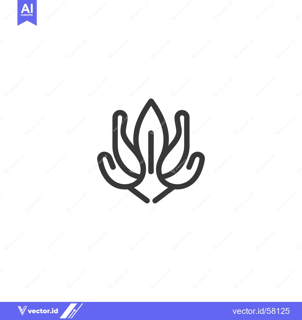 Premium Vector dari An elegant minimalist emblem of plant with leaves and curves