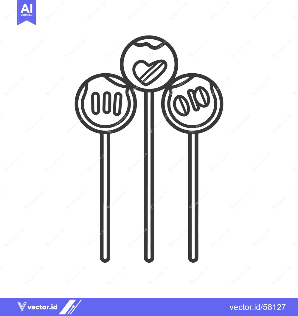 Premium Vector of Three decorative round desserts on sticks with various designs