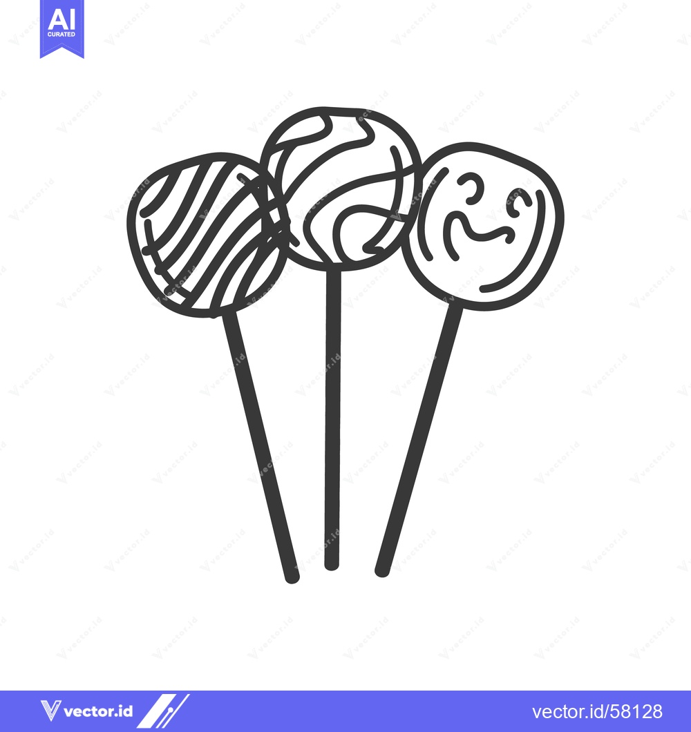 Premium Vector dari Three round candies on sticks with varied decorative designs