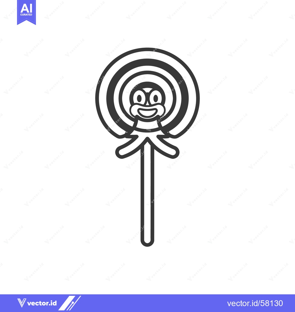 Premium Vector dari A black and white image of a lollipop with a face