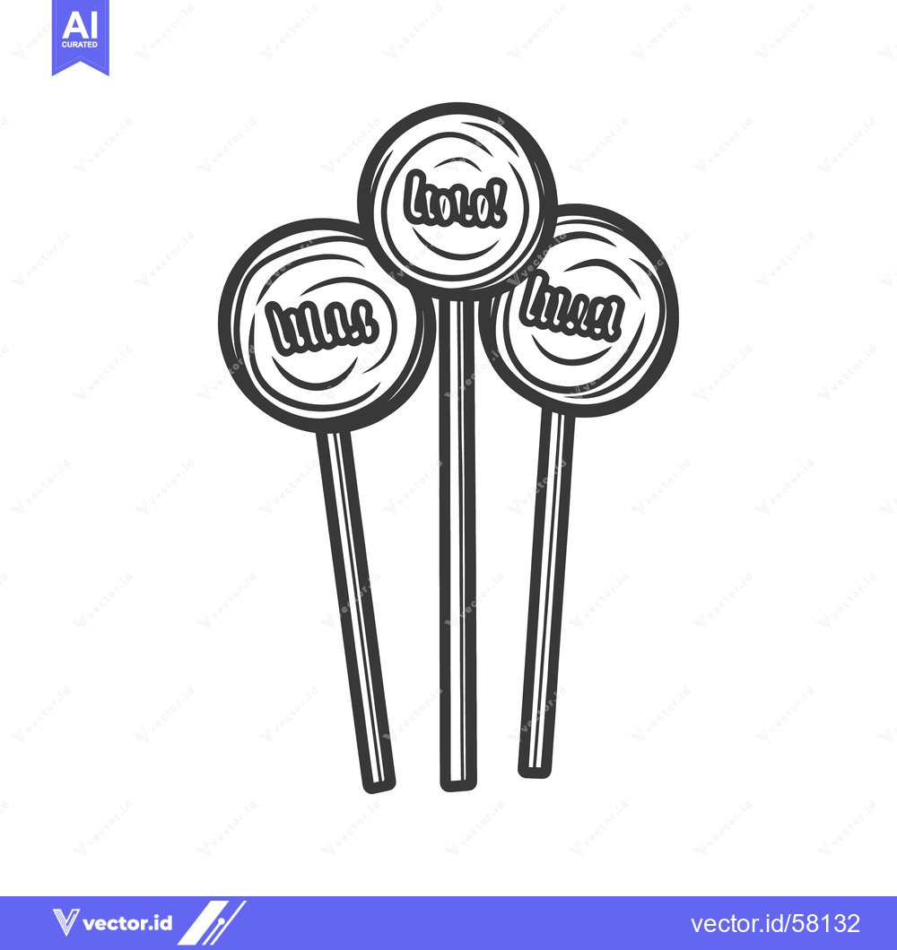 Premium Vector of Three round lollipops on sticks with text in an illustration