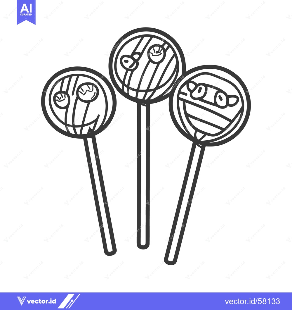 Premium Vector of Three lollipops with different faces and stick handles are displayed