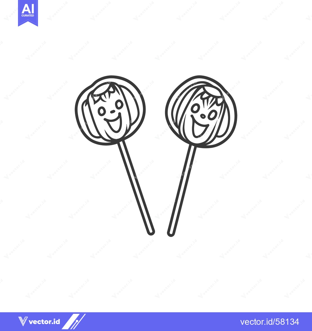 Premium Vector dari Two cartoon lollipops with smiling faces on white background