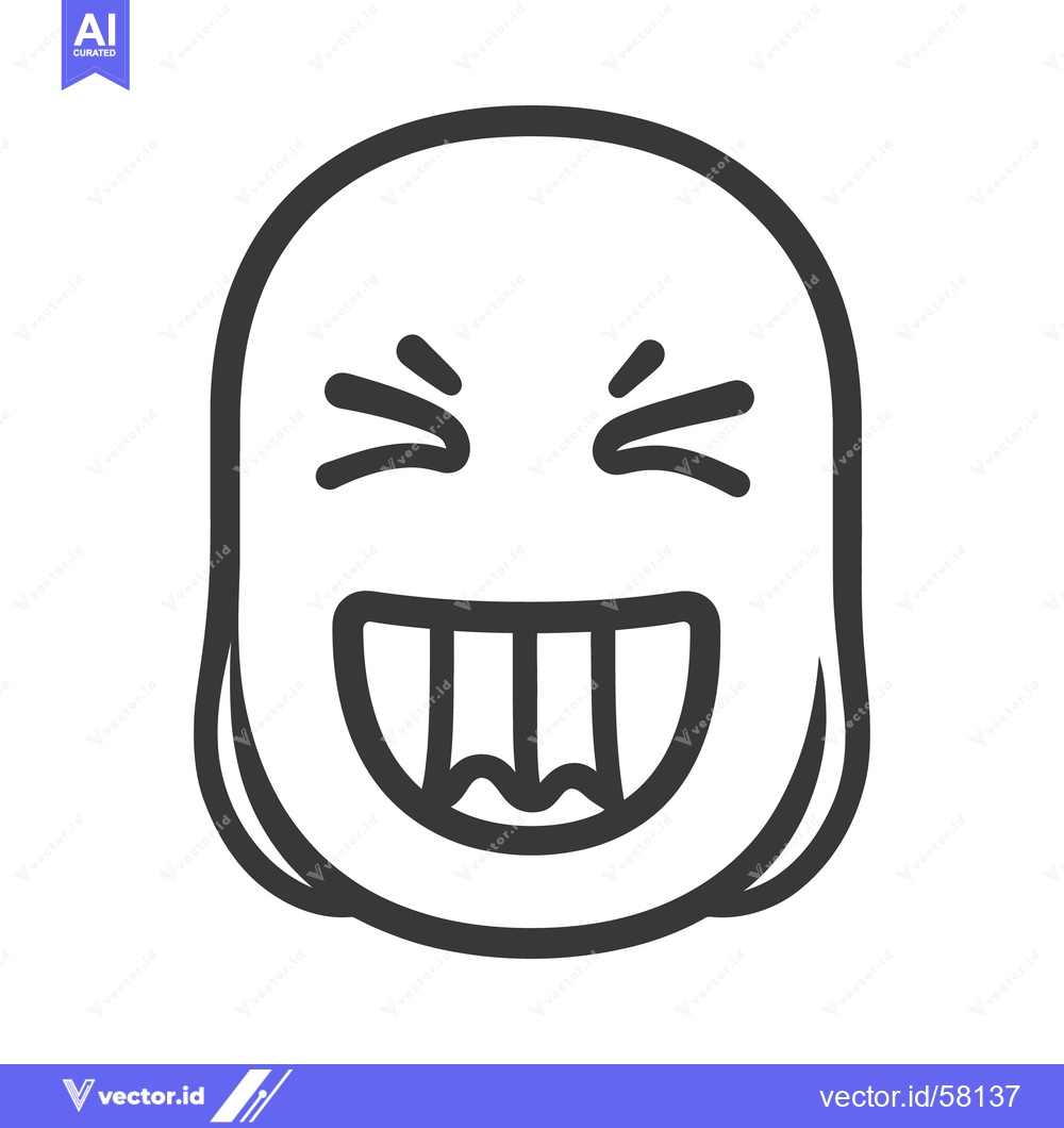 Premium Vector of A comical face smiling broadly with eyes crinkled and closed