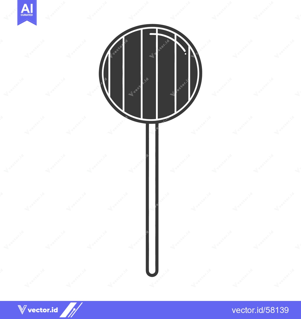 Premium Vector of A black and white illustration of a simple round lollipop