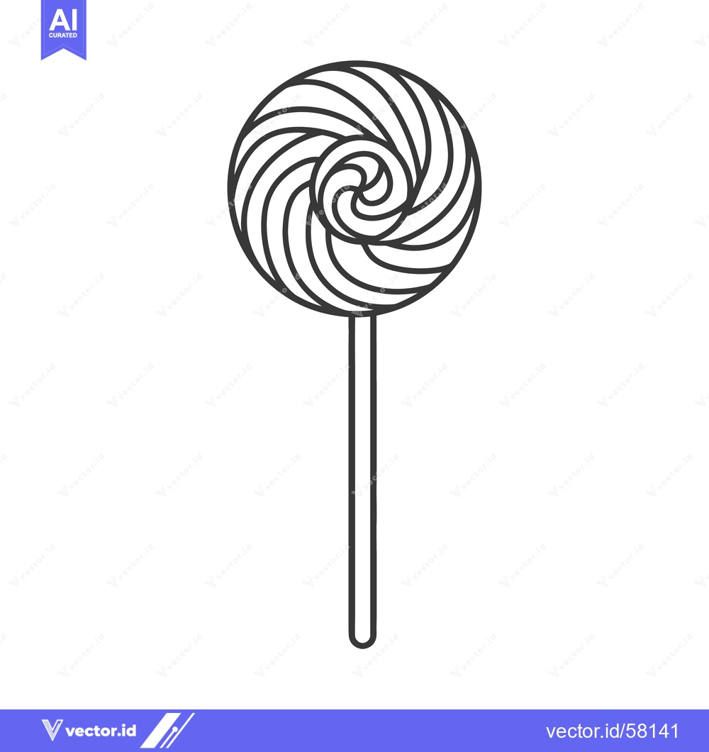 Premium Vector of A black and white drawing showing a swirl lollipop on a stick