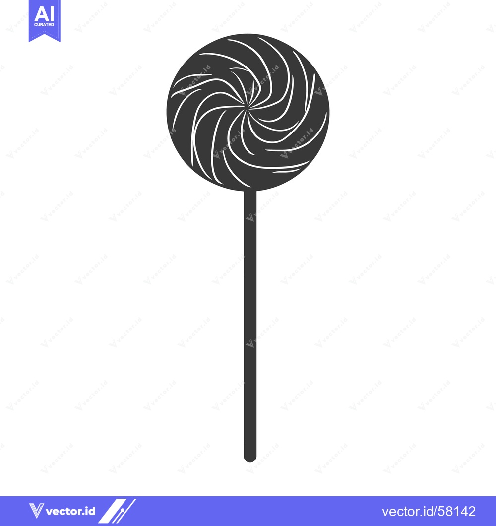 Premium Vector dari A black and white depiction of a circular lollipop on a stick