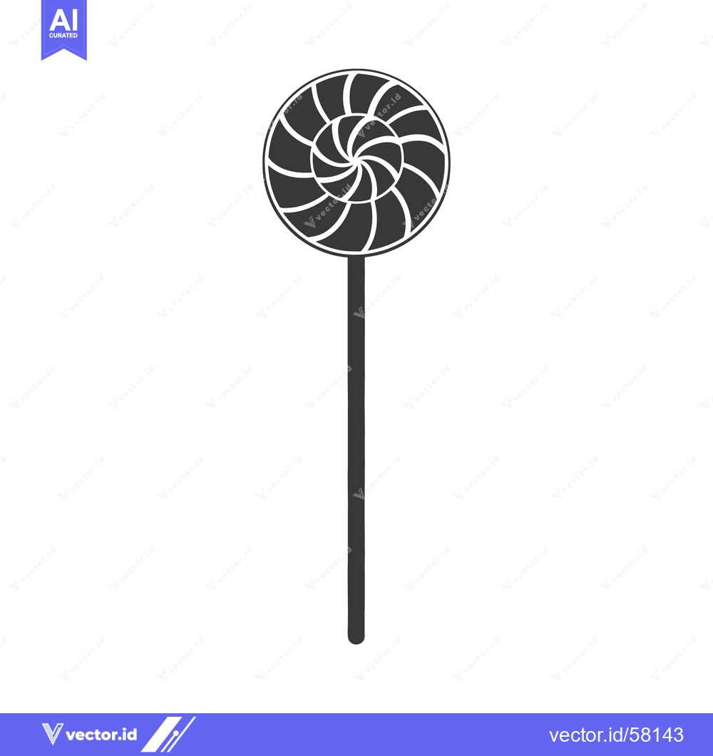 Premium Vector dari A black and white circular swirl lollipop on a stick