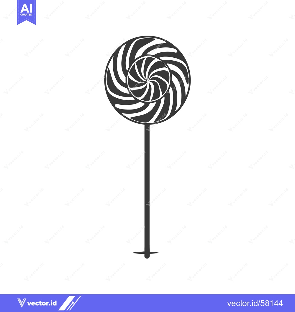 Premium Vector of A simple monochrome image depicting a circular swirl lollipop