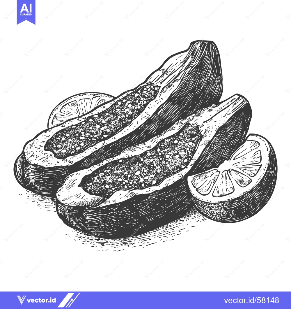 Premium Vector dari Black and white illustration of sliced fruit arranged for display