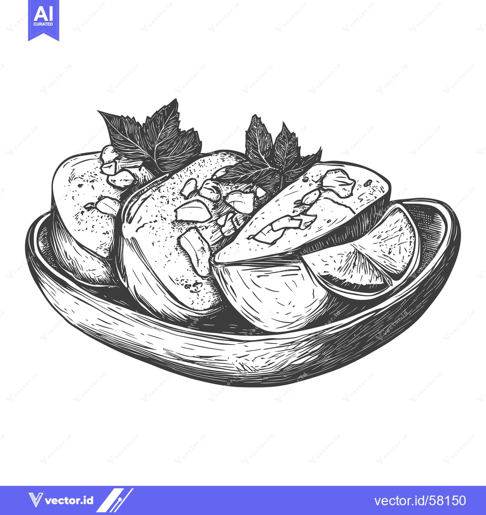 Premium Vector dari A Delicately Illustrated Plate Of Garnished Food Displayed Gracefully