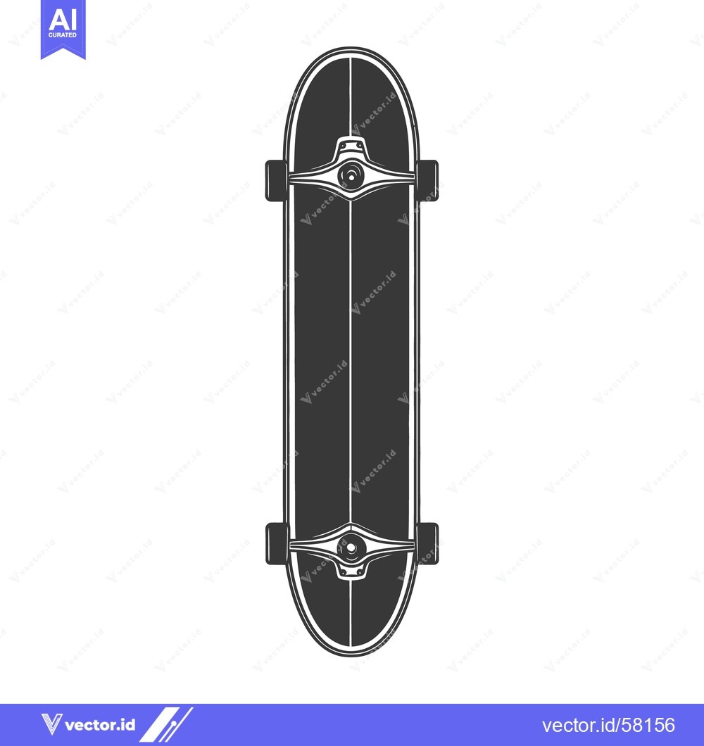 Premium Vector dari A black and white vector illustration of a longboard skateboard