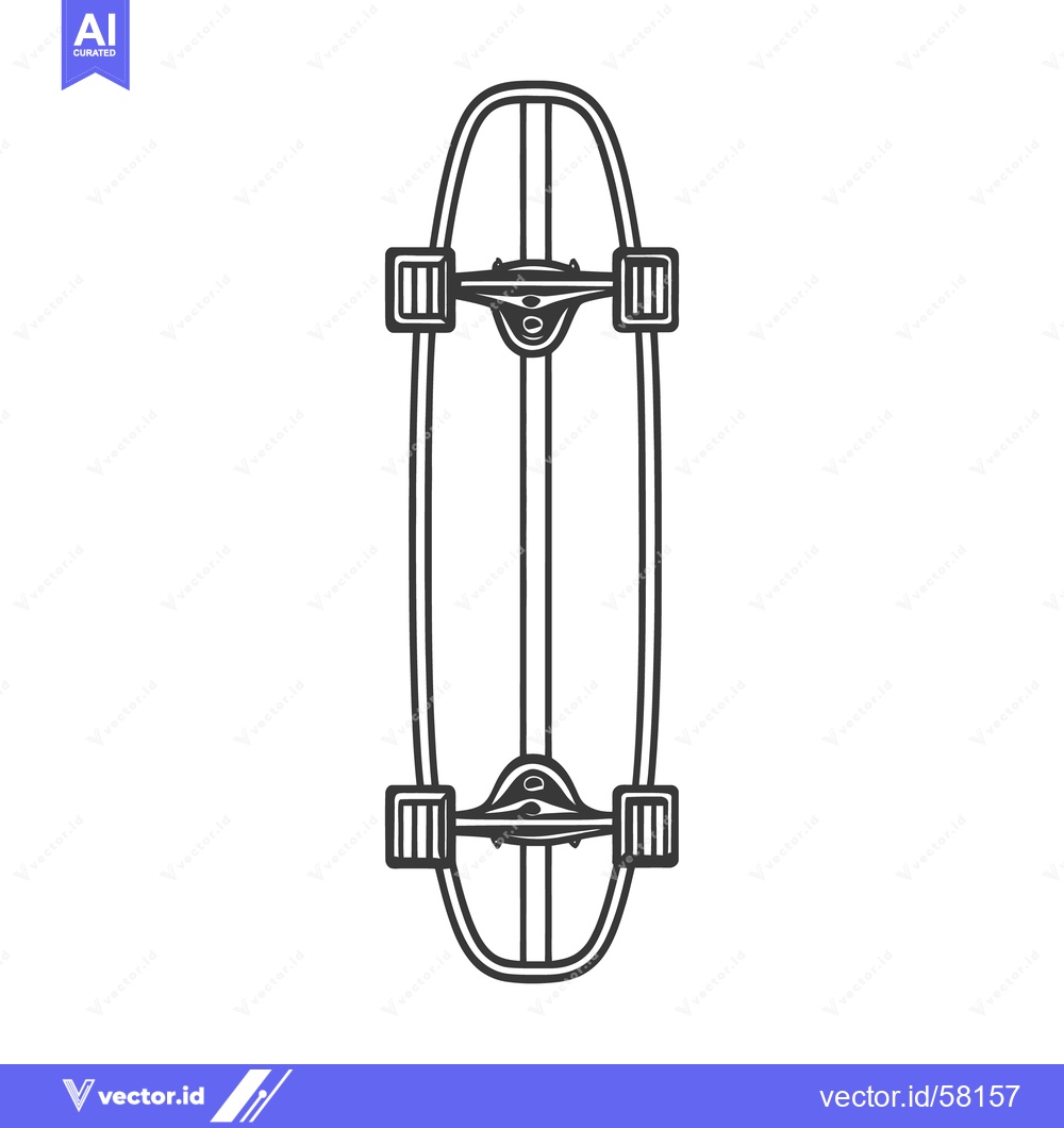 Premium Vector dari A black and white line illustration depicting a skateboard on white