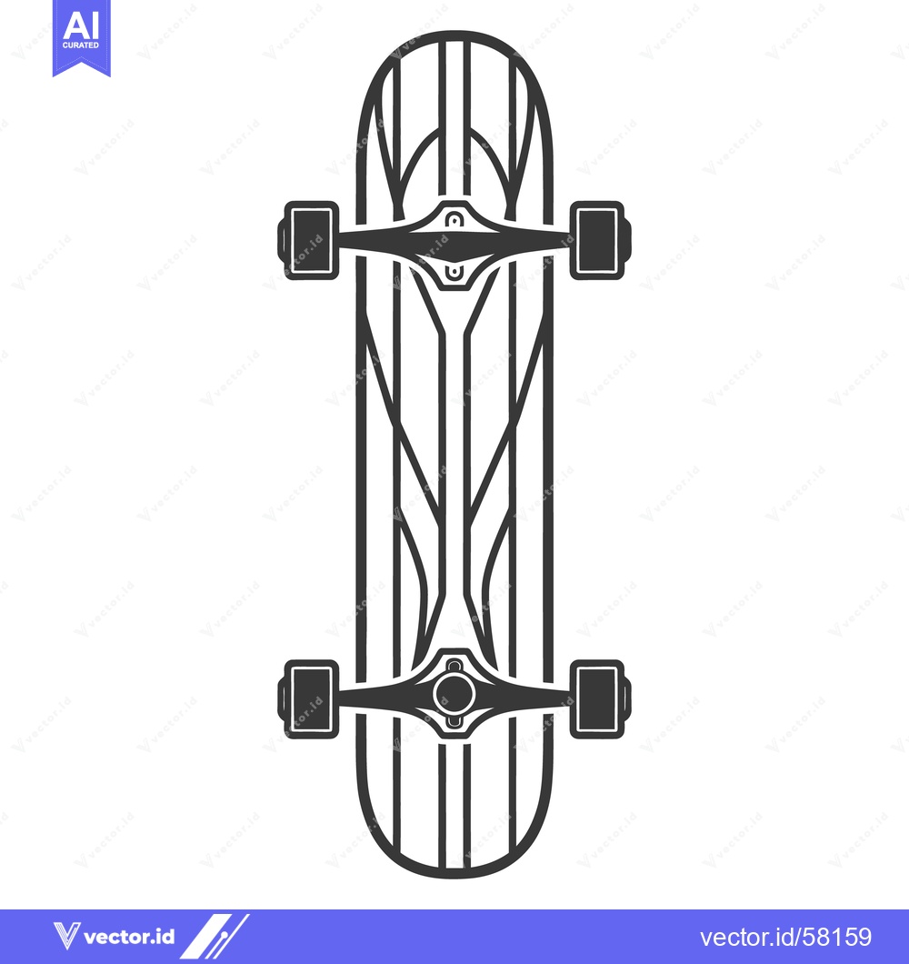 Premium Vector dari A simple black and white graphic depicting a skateboard design