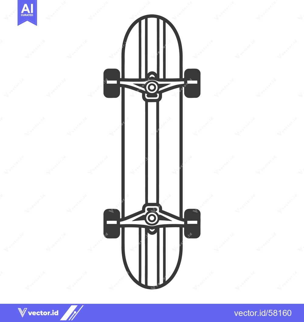 Premium Vector dari A simple overhead illustration of a skateboard with black lines
