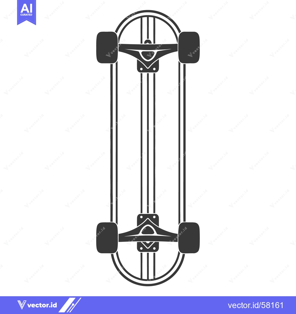 Premium Vector dari Overhead view shows a simple skateboard with a symmetrical design