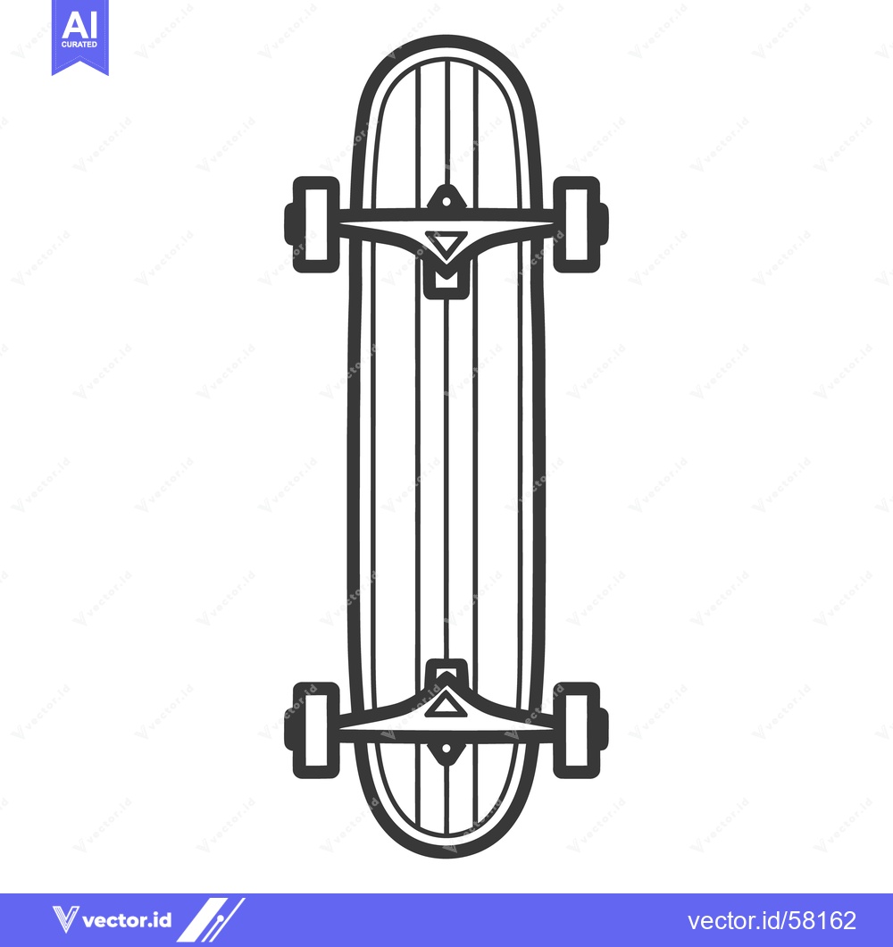 Premium Vector of Detailed illustration of a longboard skateboard in black and white
