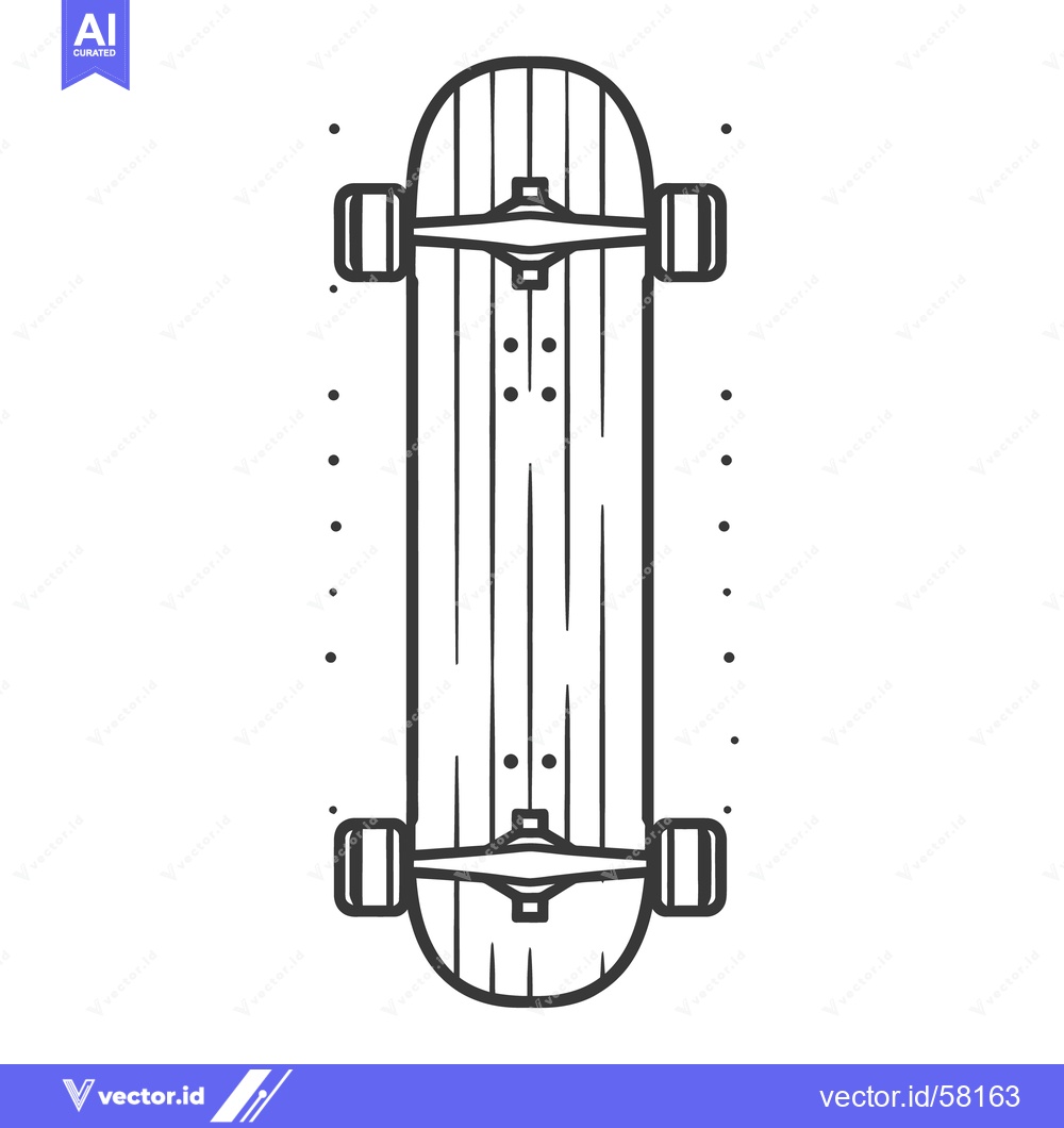 Premium Vector of A simple black and white detailed drawing of a skateboard