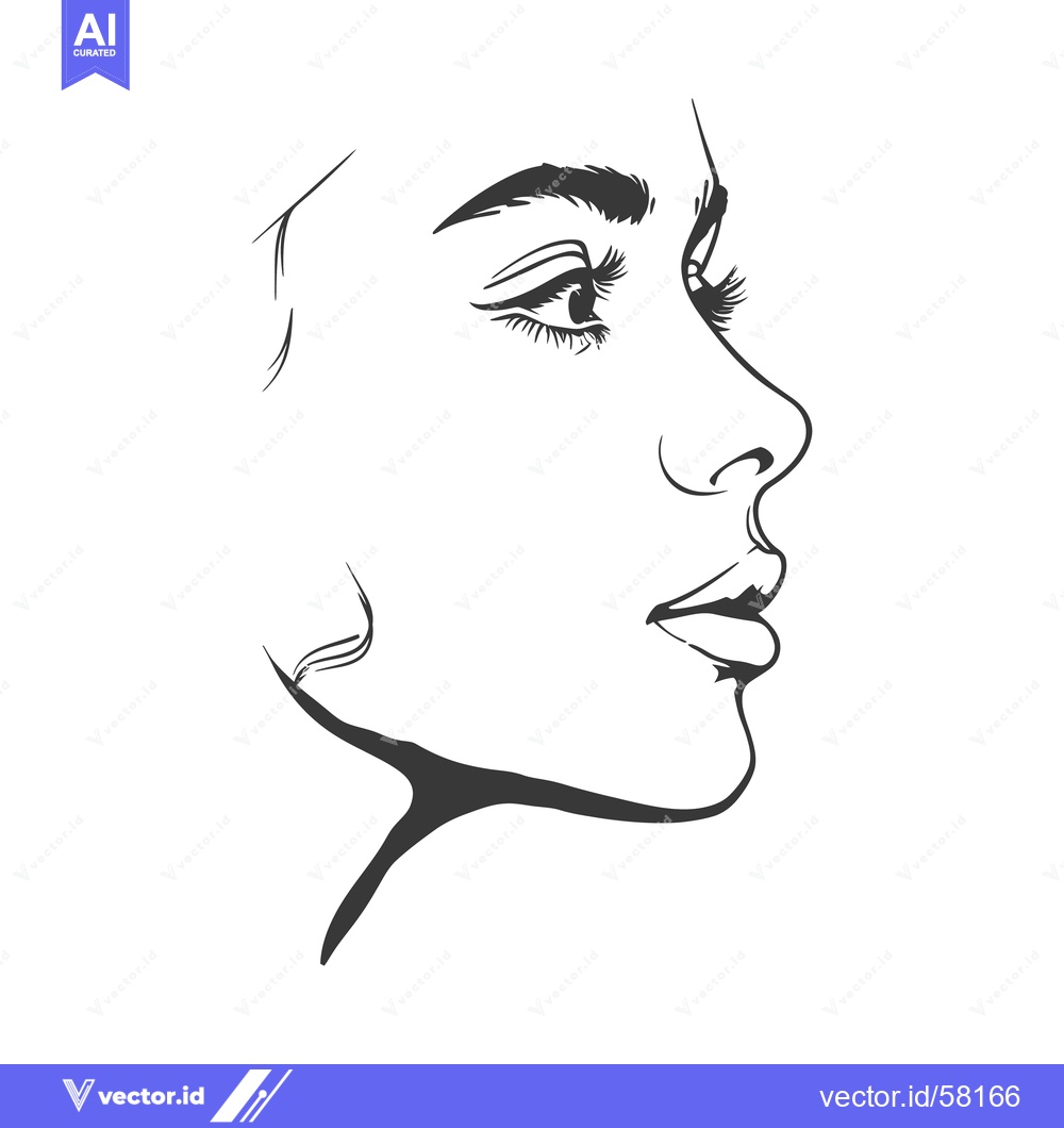 Premium Vector dari A simple pen and ink drawing of a woman looking to the right