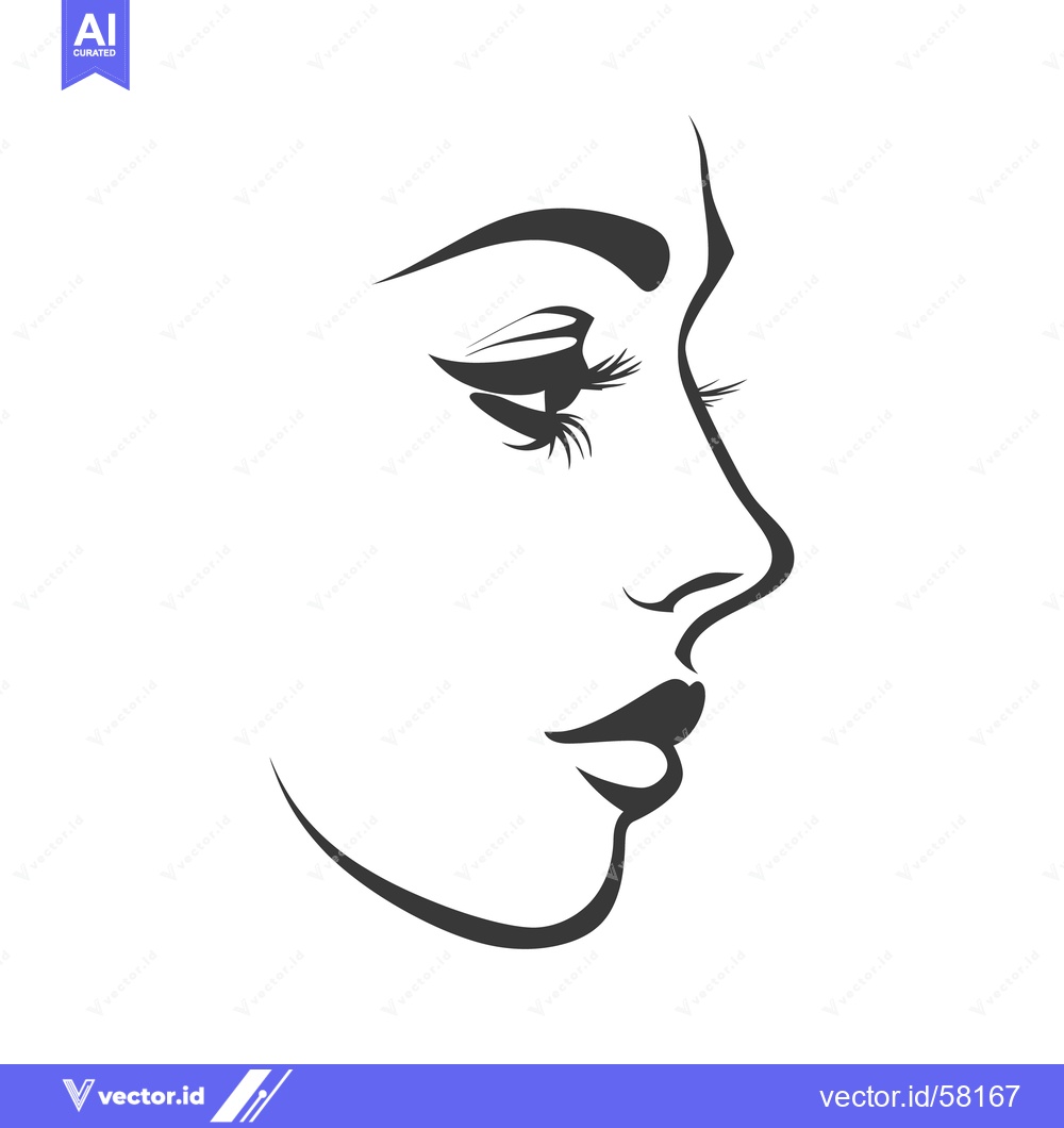 Premium Vector of Simple black and white illustration of a beautiful woman in profile