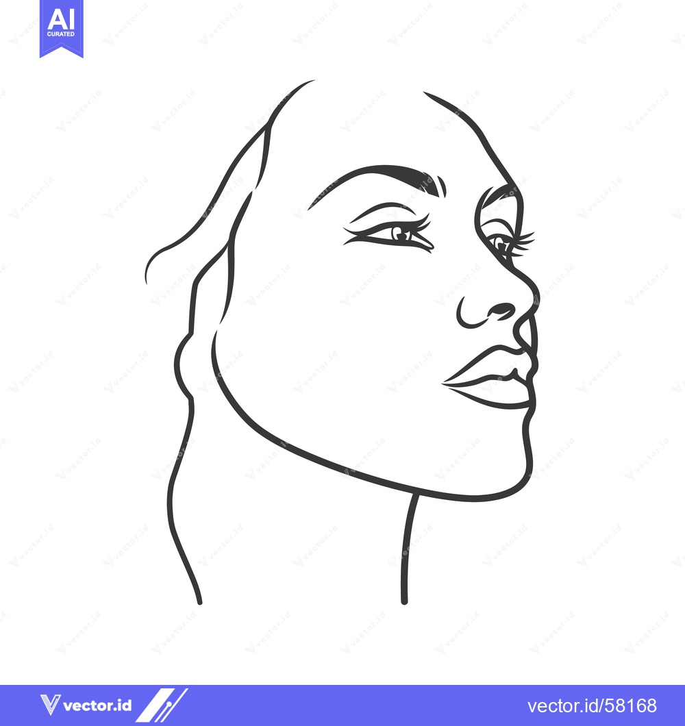Premium Vector dari A simple line drawing illustrates a womans face profile