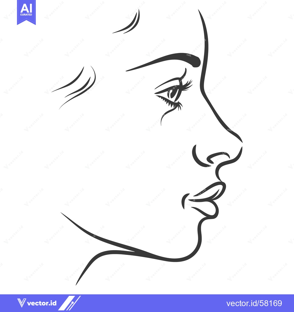 Premium Vector dari Side profile illustration showing a delicate outline of a face